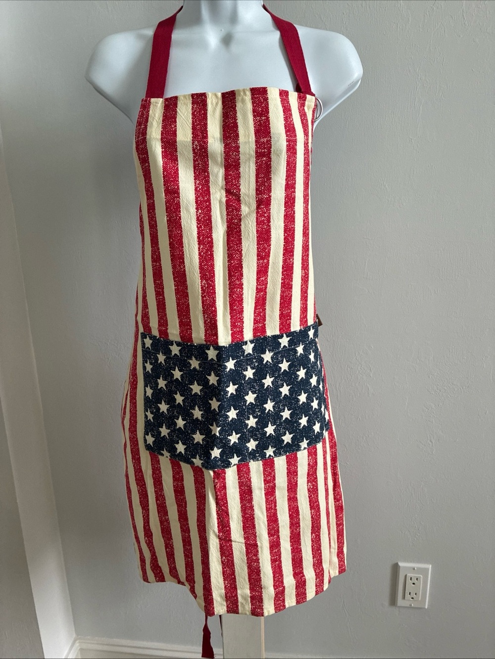 Lauren Ralph Lauren Patriotic Striped Kitchen Apron with pocket-NWOT